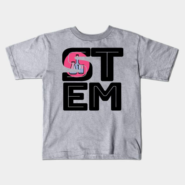 STEM with Blue Beaker and Flasks Kids T-Shirt by ellenhenryart